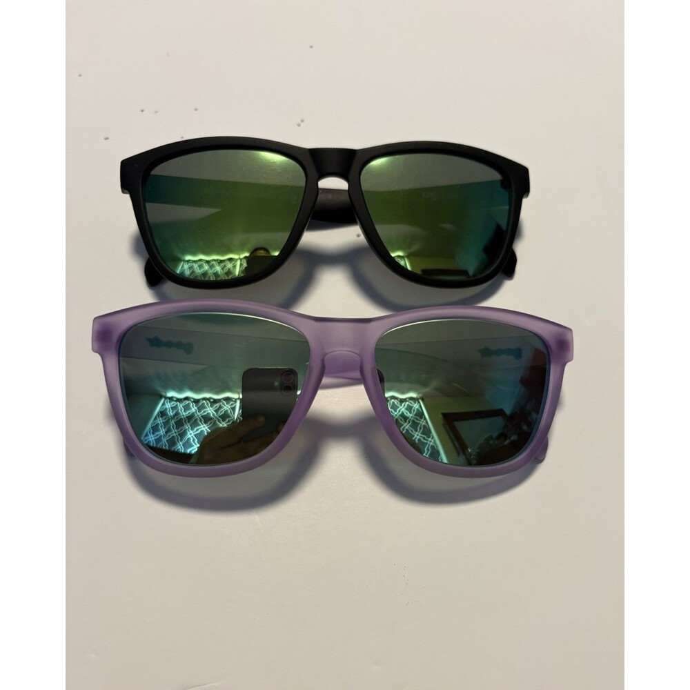 Goodr Sunglasses Lot 2 Pair Polarized Black & Lilac Running UV400 Sport Shades